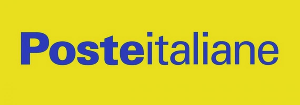 scritta blu poste italiane su sfondo giallo
