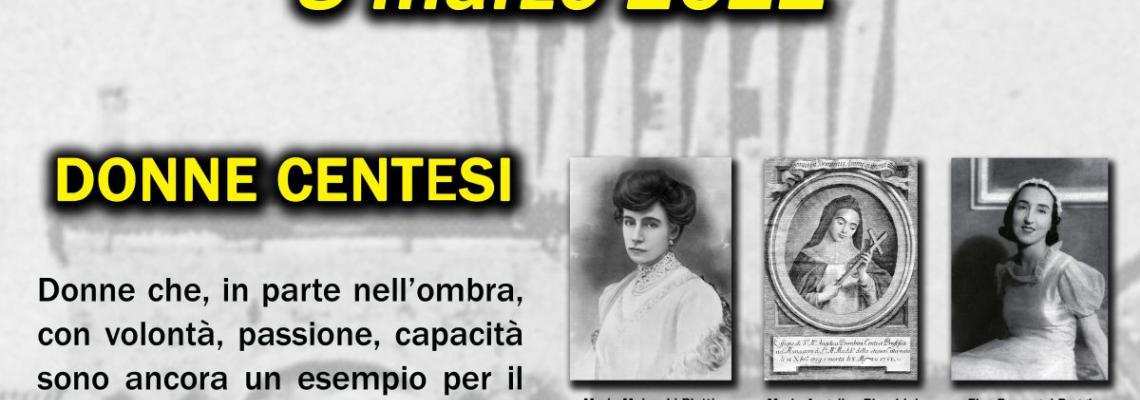 manifesto con le fotografie b-n delle donne centesi omaggiate 
