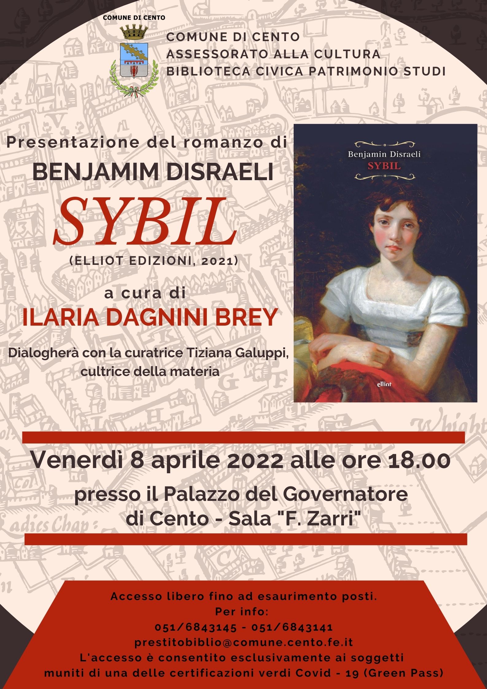 locandina informativa con copertina del libro 