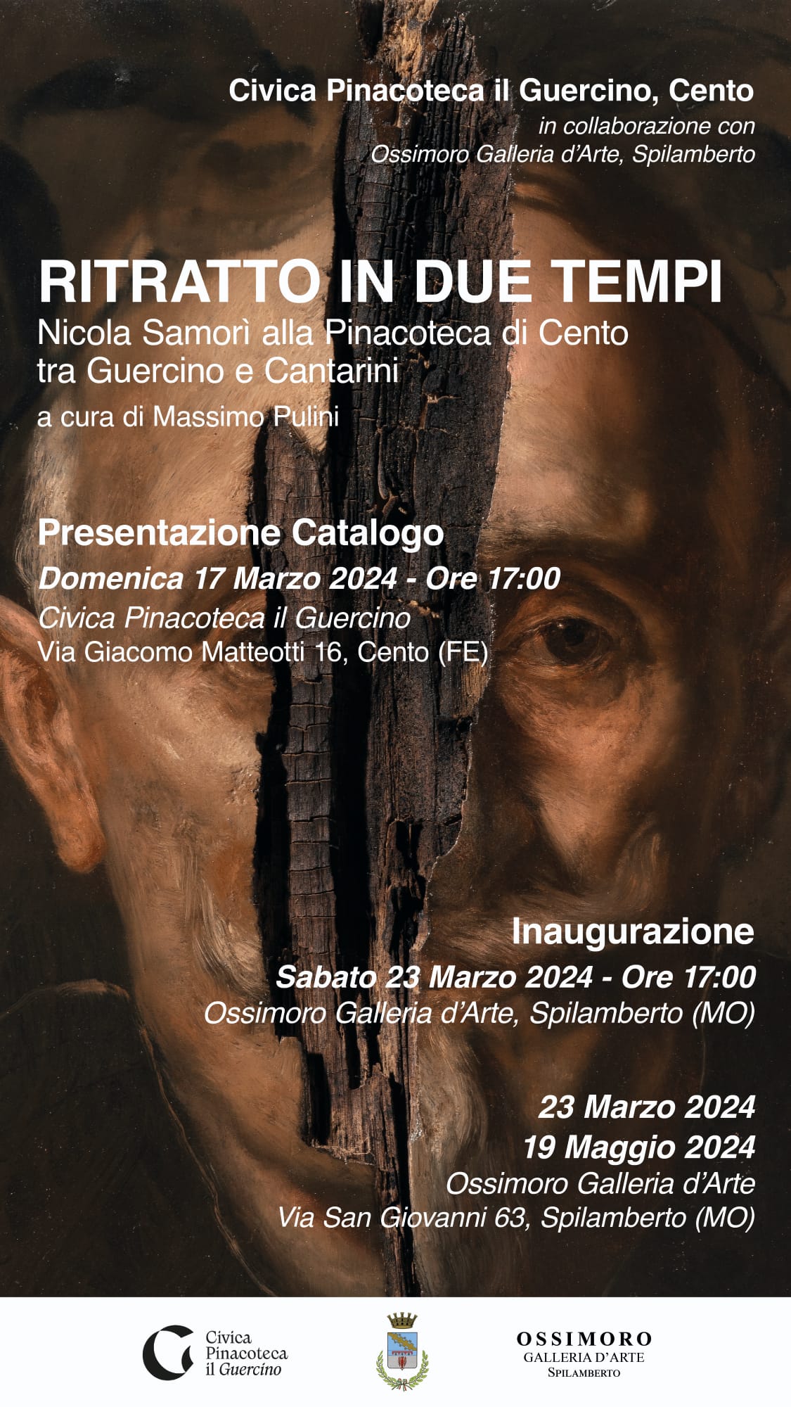 locandina con fotografia dipinto della mostra Nicola Samorì
